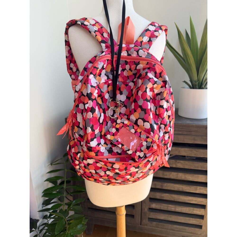 Vera Bradley Lighten Up Just Right Backpack Pixie Confetti Pink + Lanyard ID - Picture 11 of 16